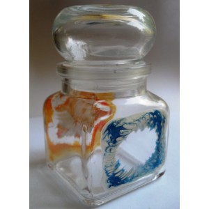 0ranžovo-modrá fľaštička